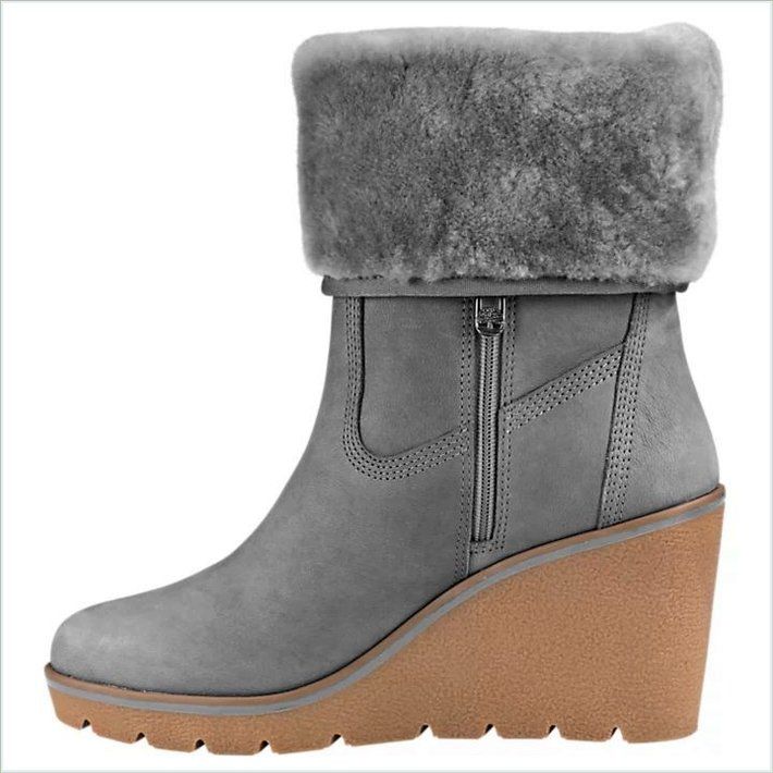  TIMBER Womens Paris Height Shearling Wedge Boots 2