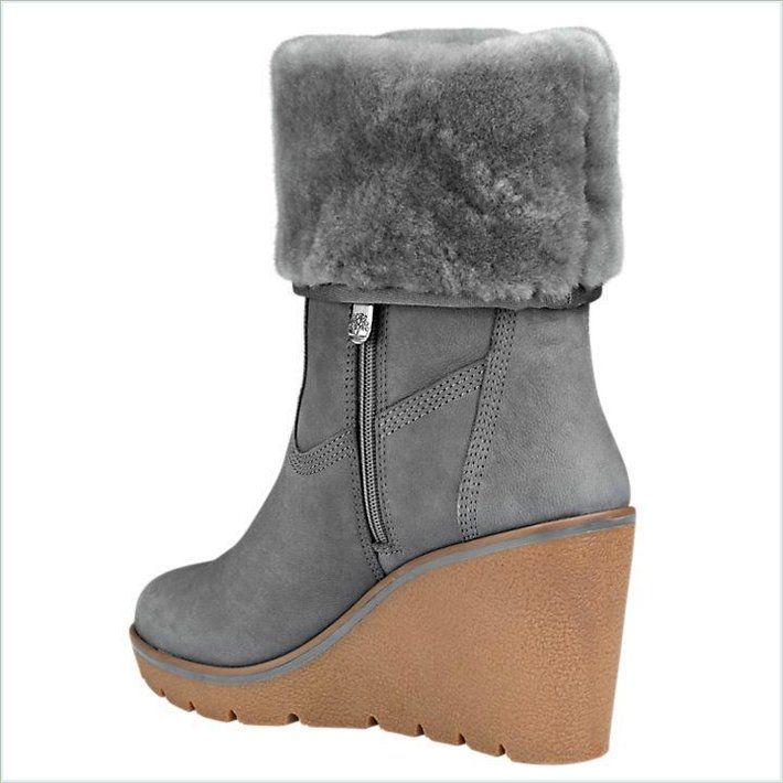  TIMBER Womens Paris Height Shearling Wedge Boots 5