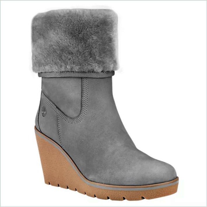  TIMBER Womens Paris Height Shearling Wedge Boots 6